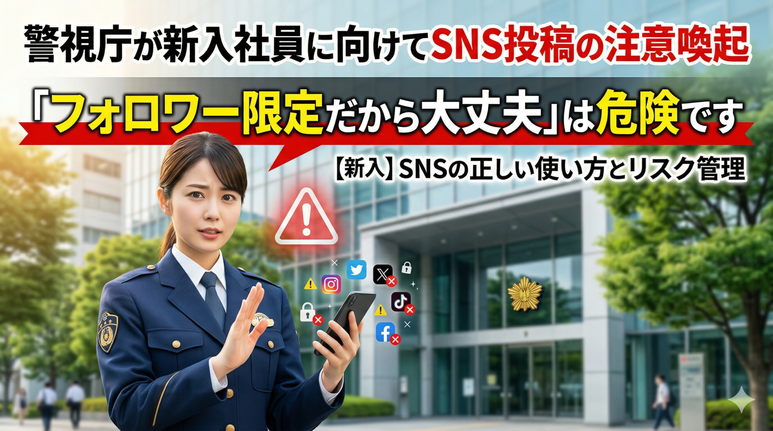 警視庁が新入社員に向けてSNS投稿の注意喚起|「フォロワー限定だから大丈夫」は危険です